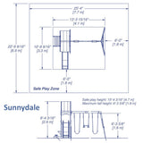 Sunnydale Cedar Swing Set dimensions and safe play zone diagram