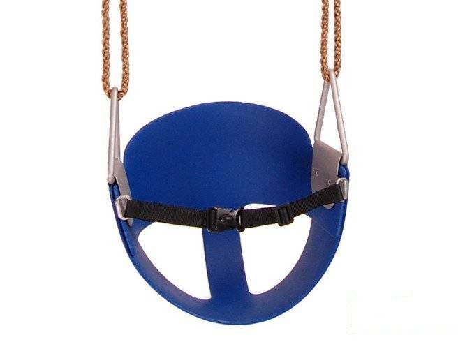 Seggiolino ad altalena a secchiello flessibile blu con cinghia di sicurezza