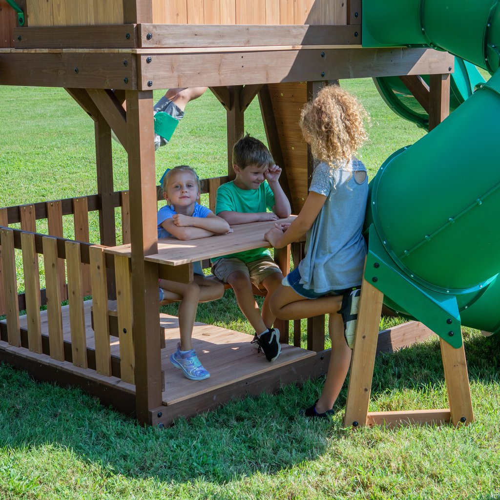Parco Giochi Skyfort in legno con scivolo tubolarelare