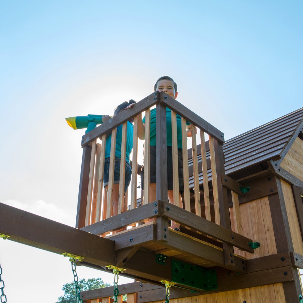 Parco Giochi Skyfort in legno con scivolo tubolarelare